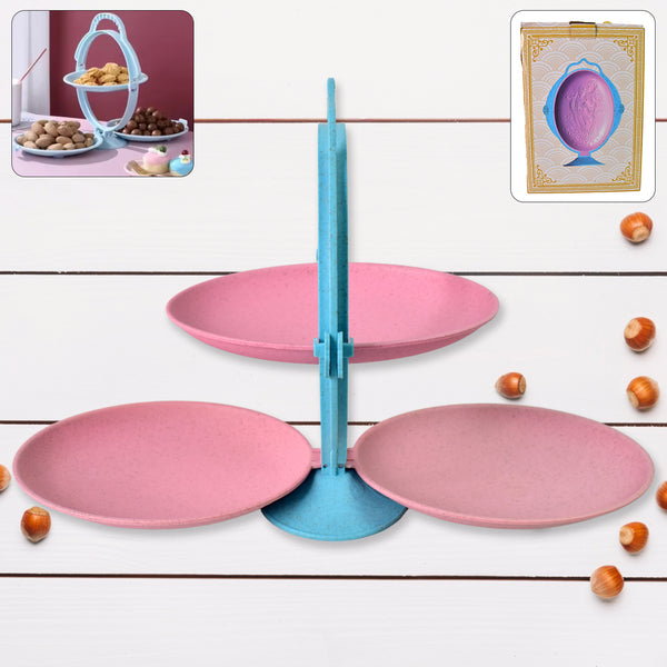 Foldable Fruit Plate Candy Dish  Multi Use Mirror Shape Dried Fruit Tray (1 Set)