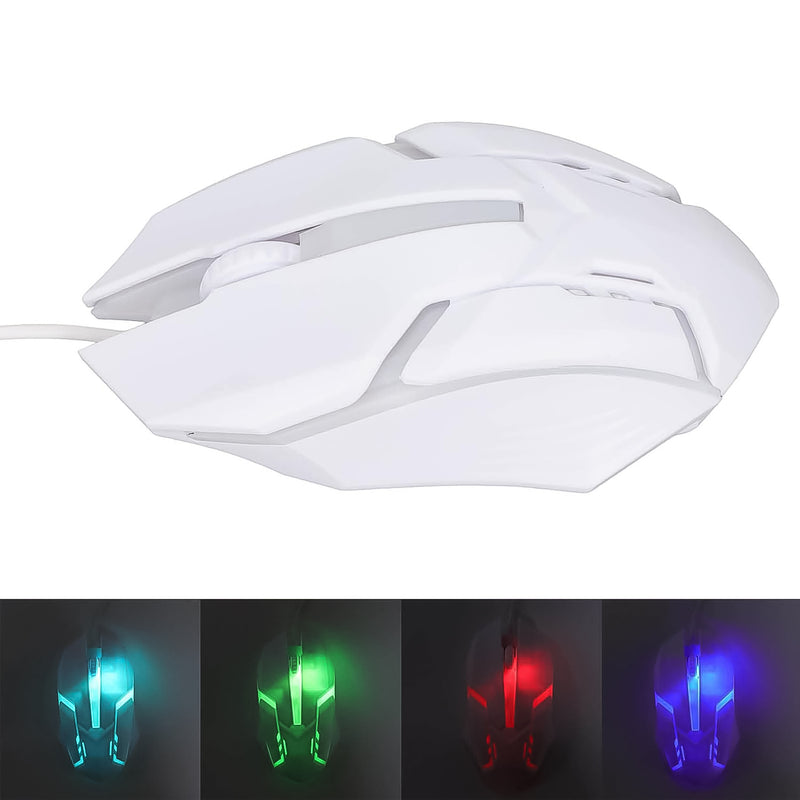 Usb Wired Mouse Gaming Mouse Colorful  Lighting Luminous  (1 Pc  Wihte)