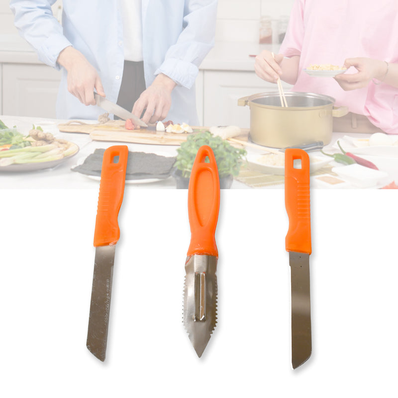 8217 3in1 Multipurpose Stainless Steel Classic Kitchen Knife Set Of 3 For Fruits And Vegetable Chopping  Cutting  Peeling Kitchen Knife  Vegetable Peeler  Plain Knife