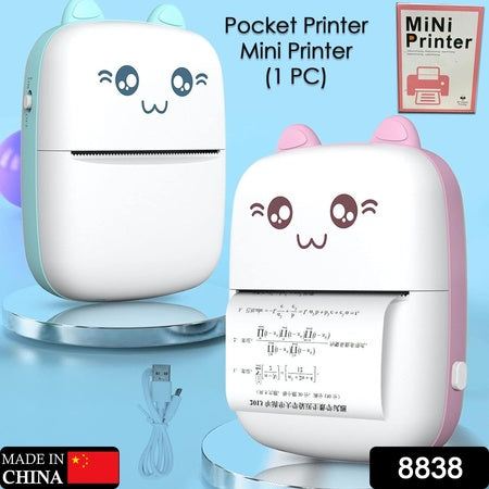 8838 Pocket Mini Printer Mobile Phone Bluetooth Connection Wireless Mini Thermal Printer With Android Or Ios App For Pictures Portable Smart Printercontains 1 Rolls Thermal Paper With Fast Paper Output For Photo Image