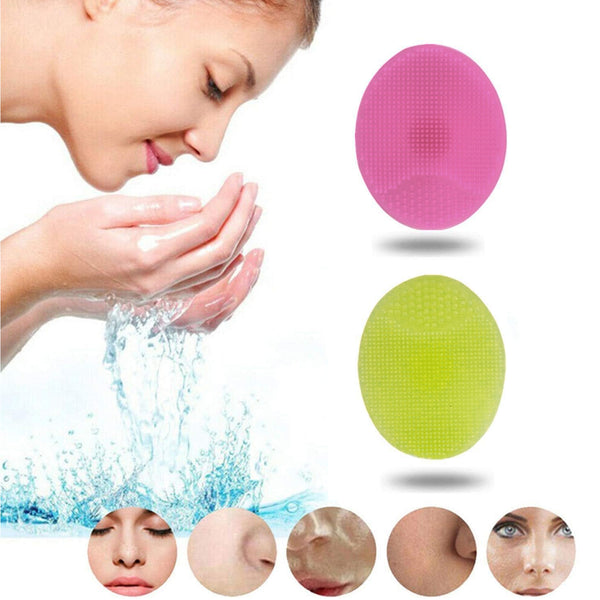 Bath  Facial Cleansing Brush Soft Silicone Face Scrubber (2 Pc Set)