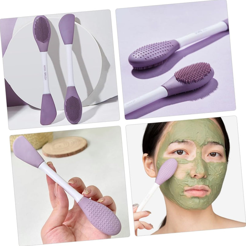 12532 Double-headed Silicone Mask Brush Face Cleansing And Applying Mud Mask Beauty Salon Special Brush Smear Tool Facial Scrub Silicone Wash Scrubber Face Tools (1 Pc)