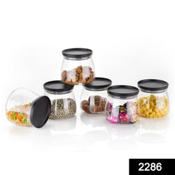 2286 Matka Shaped Jar With Air Tight  Leak Proof Lid (Multicolour) (Set Of 6) (900ml)