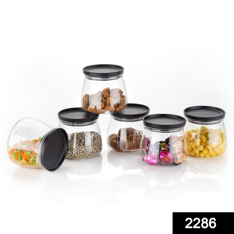 2286 Matka Shaped Jar With Air Tight  Leak Proof Lid (Multicolour) (Set Of 6) (900ml)