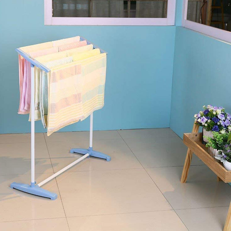 8724 Multi-functional Single Tier Mobile Towel Foldable Rack For Cloth And Towel  Stainless Steel And Plastic Made Mobile Towel And Cloth Rack Holder Indoor  Outdoor Standing Movable Cloth Dryer Rack Balcony Cloth Drying Stand