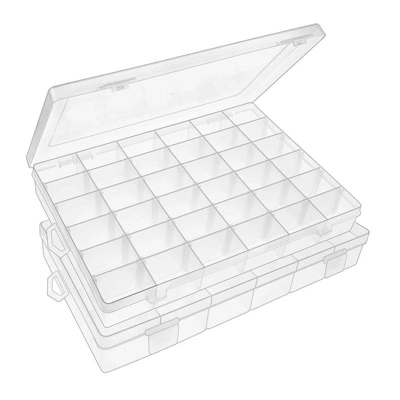 7673a 36 Grids Clear Plastic Organizer Jewelry Storage Box With Adjustable Dividers Transparent Organizer Box (1pc)