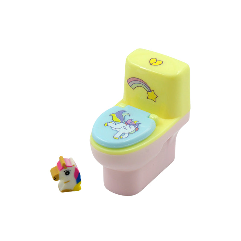 4556 Toilet Pencil Sharpener Plastic Pencil Sharpener Novelty Pencil Sharpener Cute Cartoon Stationery Gift Small Toilet Shaped Sharpener With Eraser Wheel For School Kids (2 Pc Set)