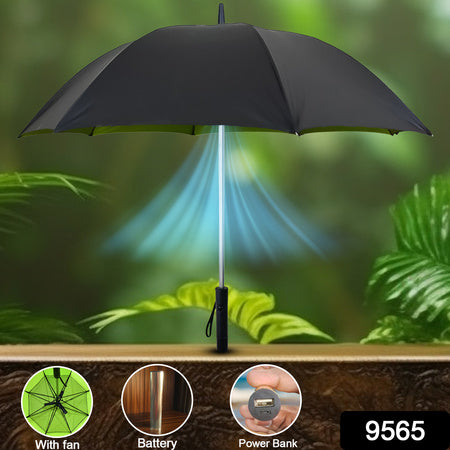 Sun Umbrella With Inside Fan  Power Bank Umbrellas For Summer (1 Pc)