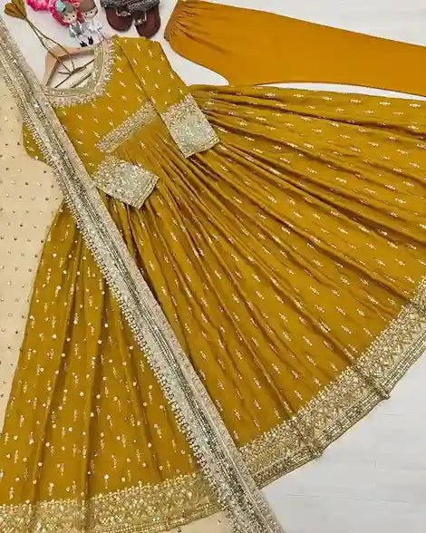 PURE CHINON SILK GOWN SET