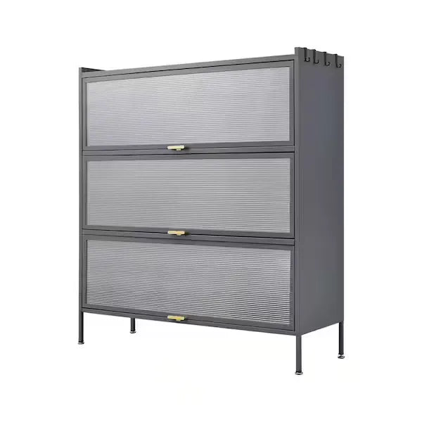 Ready to Assemble 3-Tier Metal Floor Pantry and Kitchenware Cabinet
