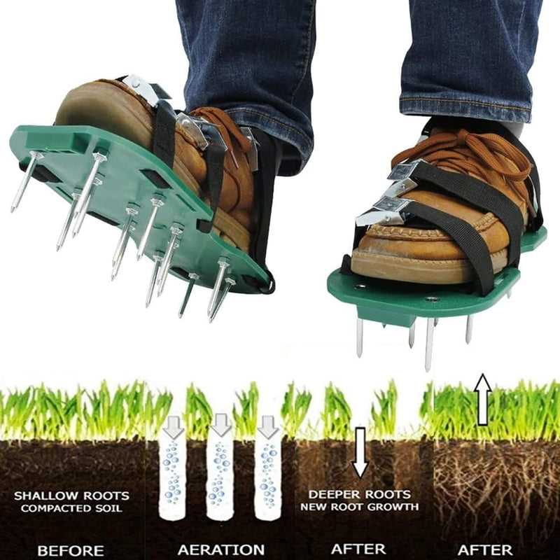 8502 Lawn Aerator Sandals Garden Grass Aerator Spiked Sandals Green Studded Shoes For Yard Patio Garden Excavation