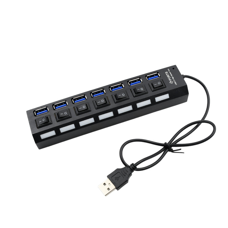 6994 Usb Splitter Multi Port Usb 2.0 Hub 7 Port With Independent Onoff Switch And Led Indicators Usb A Port Data Hub Suitable For Pc Computer Keyboard Laptop Mobile Hdd Flash Drive Camera Etc