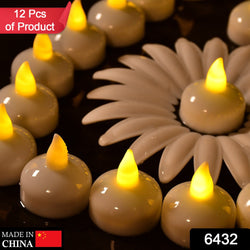 6432 Set Of 12 Flameless Floating Candles Battery Operated Tea Lights Tealight Candle - Decorative Wedding.