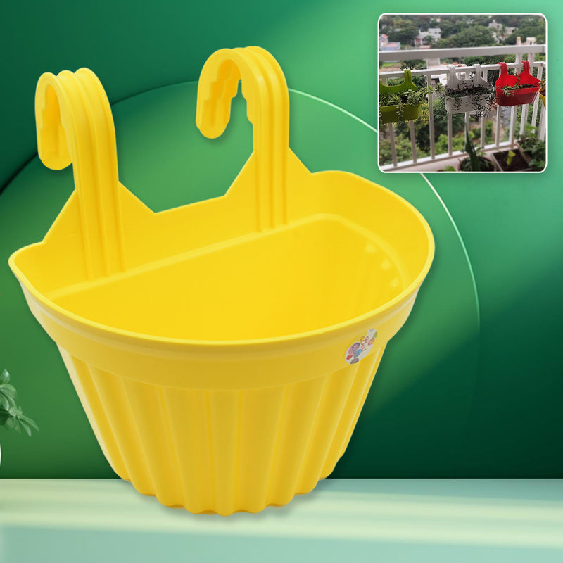 3642 Multicolor Hanging Plastic Planters Orchid Relling  For Plantation Planters For Balcony And Home Gardening Indoor Outdoor (1 Pc )