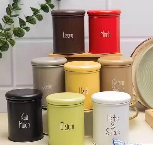 8-Piece Spice Jar Set,Mild Steel with BPA-Free Lids