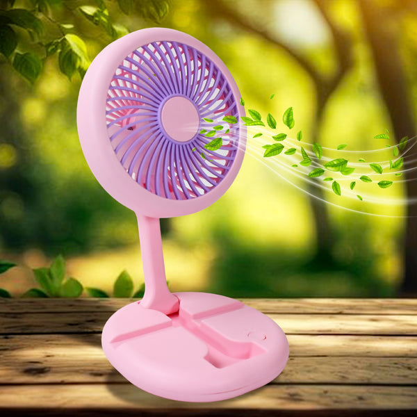 17794 Usb Rechargeable Portable Fan With Led Light Heavy Duty  Foldable Fan With Charging Port Home Outdoor Temple