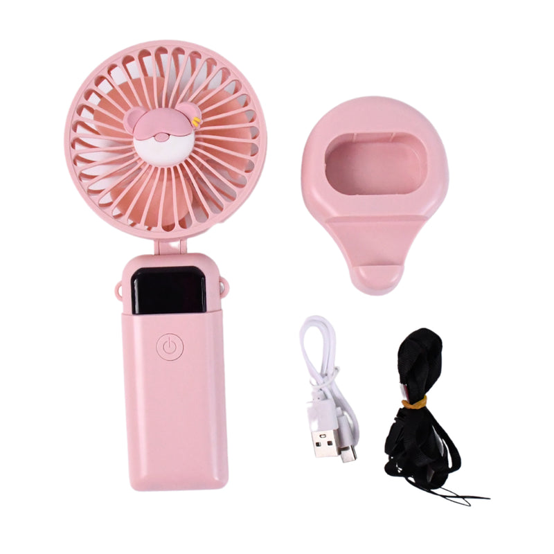 Mini Usb Charging Fan With Percentage Display 5 Speed Modes And Mobile Stand