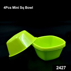 2427 Square Plastic Bowl For Serving Food (Pack Of 4)