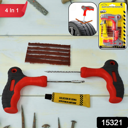 4 In 1 Universal Tubeless Tyre Puncture Repair Kit Puncher Patch Tools