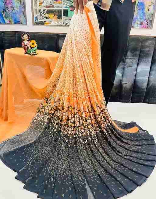SILKENAURA SAREE FANCY GEORGETTE WITH UNSTITCHED BLOUSE