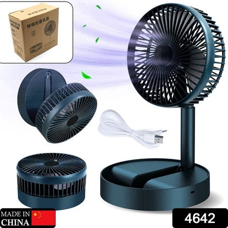 4642 Telescopic Electric Desktop Fan Height Adjustable Foldable  Portable For Travelcarry  Silent Table Top Personal Fan For Bedside Office Table (Battery Not Include)