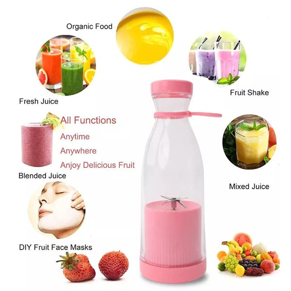 5334a Blender Portable Juicer For Smoothie  Juice  Vegetable Shakes With 6 Blades Wireless Charging Mini Personal Size Mixer Bottle Grinder 420 Ml Multicolor