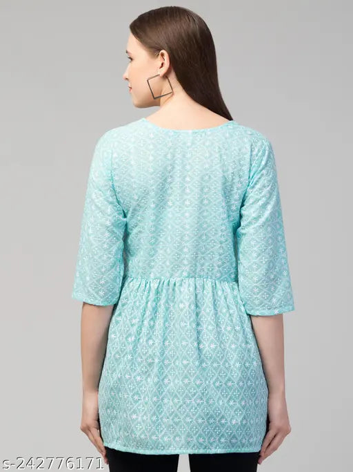 STLYISH CHIKAN SHORT KURTI FOR GIRLS/WOMEN