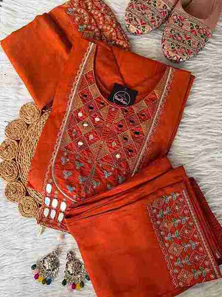 Embroidered Mirror Work Kurti Set Vibrant Ethnic Elegance
