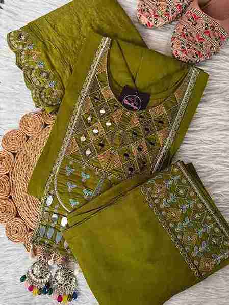 Embroidered Mirror Work Kurti Set Vibrant Ethnic Elegance