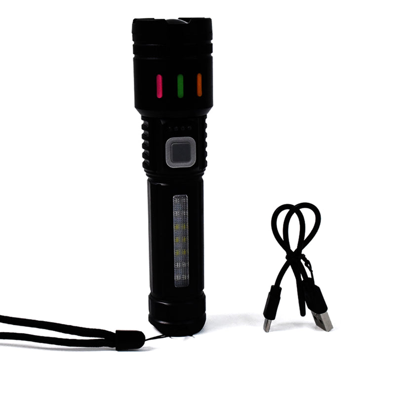 Led Torch High Lumens Fast Charging Flashlight  Torch With Far  Near Zoom (1 Pc)