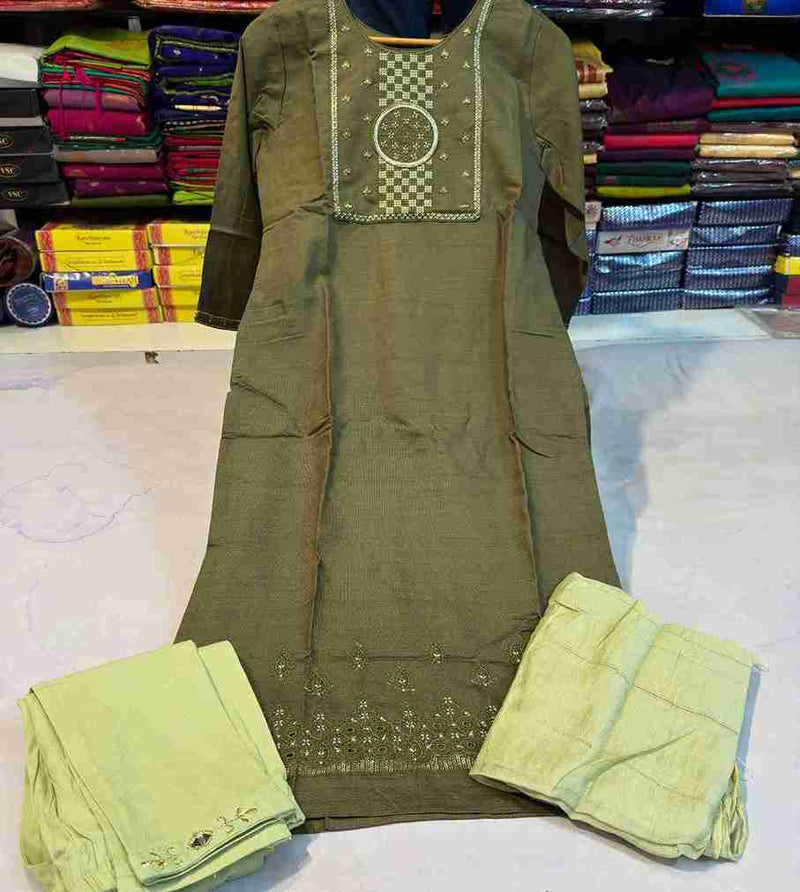 Women’s Casual Embroidery Cotton Kurta Set