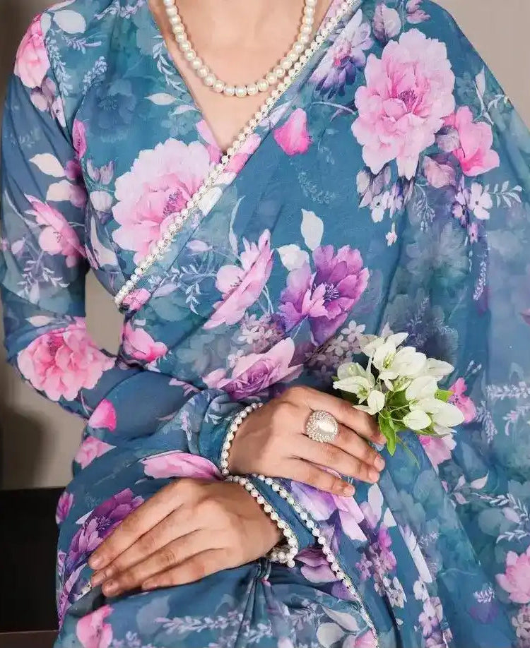 SOFT GEORGETTE FLORAL PRINT SAREE