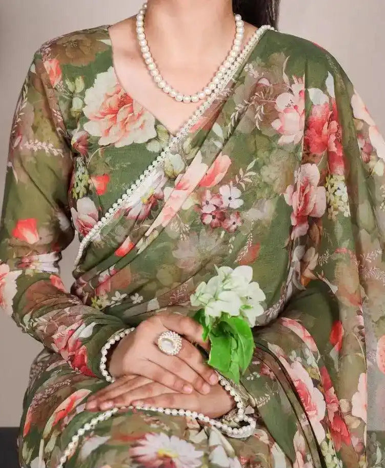 SOFT GEORGETTE FLORAL PRINT SAREE