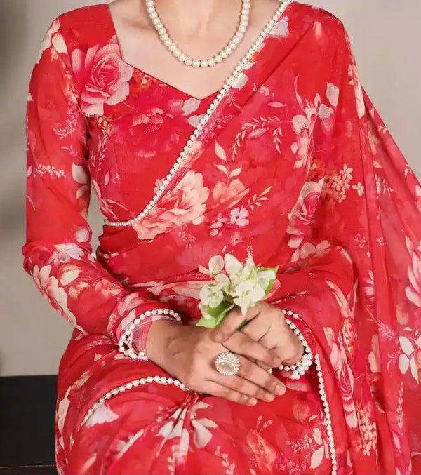 SOFT GEORGETTE FLORAL PRINT SAREE