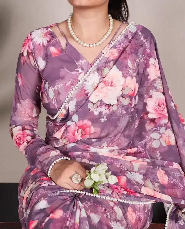 SOFT GEORGETTE FLORAL PRINT SAREE