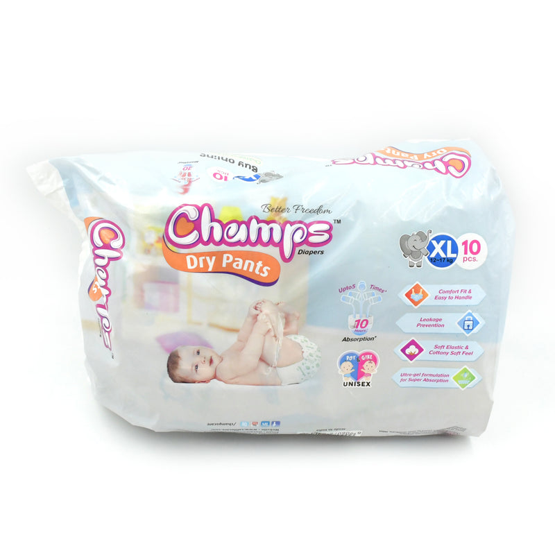 0969 Baby Diaper High Absorbent Pant Diapers  Champs Soft And Dry Baby Diaper Pants Xl  10 Pcs (Extra Large  Xl10 Pieces)