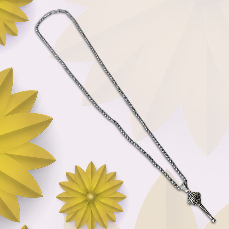 Silver Chain With Gada Pendant  Locket (1 Pc)