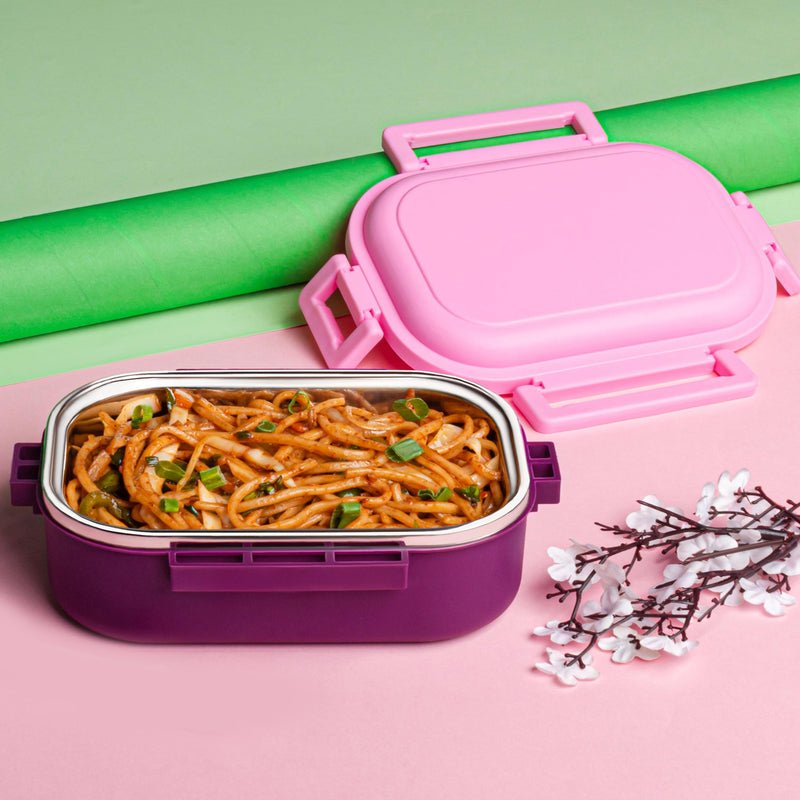 Insulated Testy Stainless Steel Leakproof Lunch Box With Spoon (1 Set)