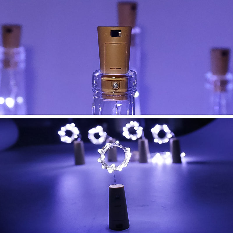 Wine Bottle Cork String Light  Multi Led  2m Cable Length Copper Wire Battery Operated (White  1 Pc)