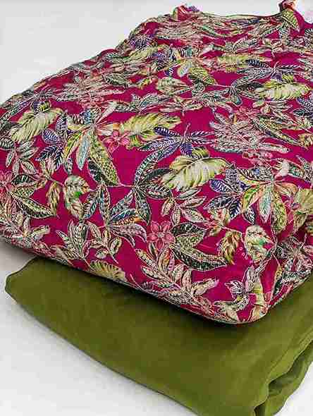 Beautiful natural crepe embroidery Saree