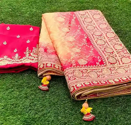 Pure Georgette Designere Embrodery Bridal Saree