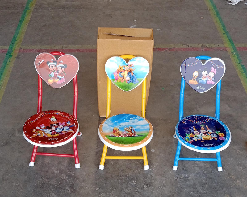 17761 Heart Shape Kids Chair Cartoon Printed Foldable Kids  Children Folding Chair For Playrooms Schools Daycares And Home. Metal And Fibre Body Picnic Beach Camping Chair (1 Pc)