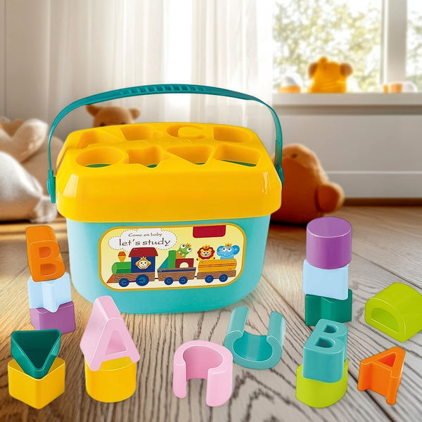 Baby First Block Set For Kids Non-toxic Abcd Geometric Shape Sorting  Stacking Toy (1 Set)