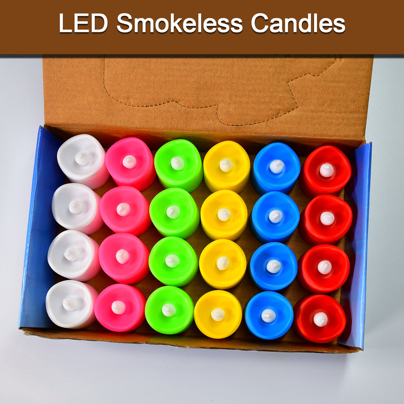 6425 24pcs Festival Decorative - Led Tealight Candles  Battery Operated Candle Ideal For Party Wedding Birthday Gifts (Multi Color)