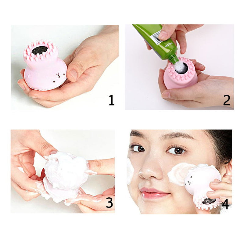 1671 Facial Cleansing Brushes Cute Octopus Shape Silicone Face Scrubber Massager Skincare Tool (1pc)