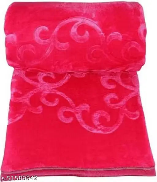 Self Design Double Mink Blanket (Microfiber, Pink)