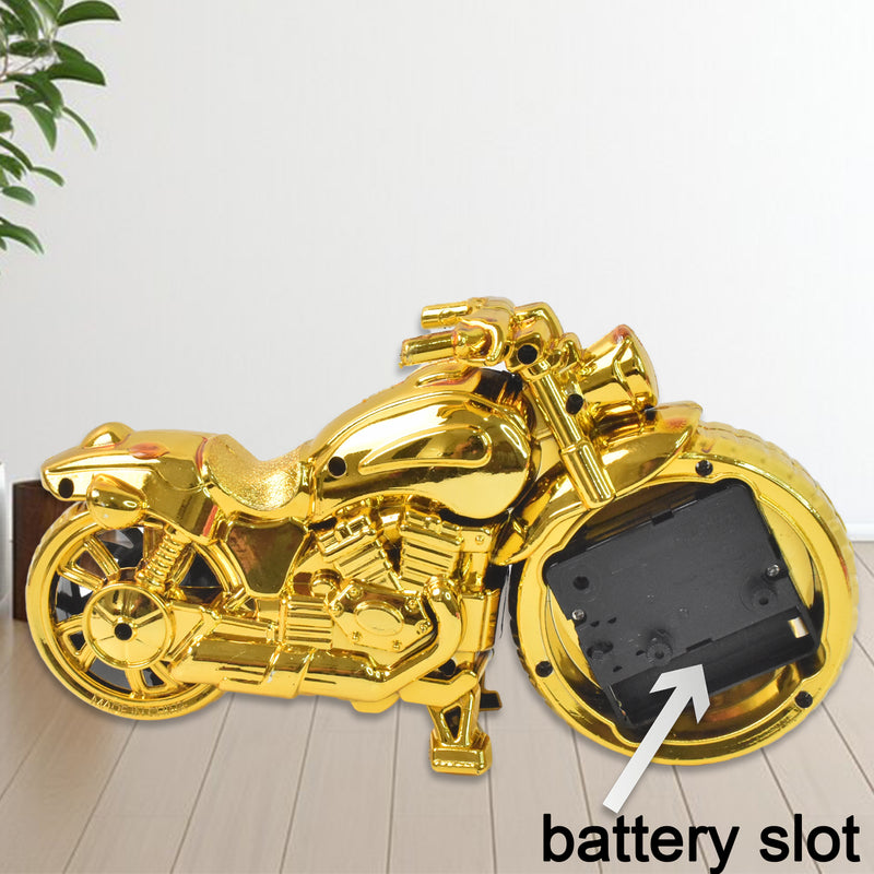 Golden Motorcycle Shape Alarm Clock Motor Table Clock For Home Decor (1 Pc)