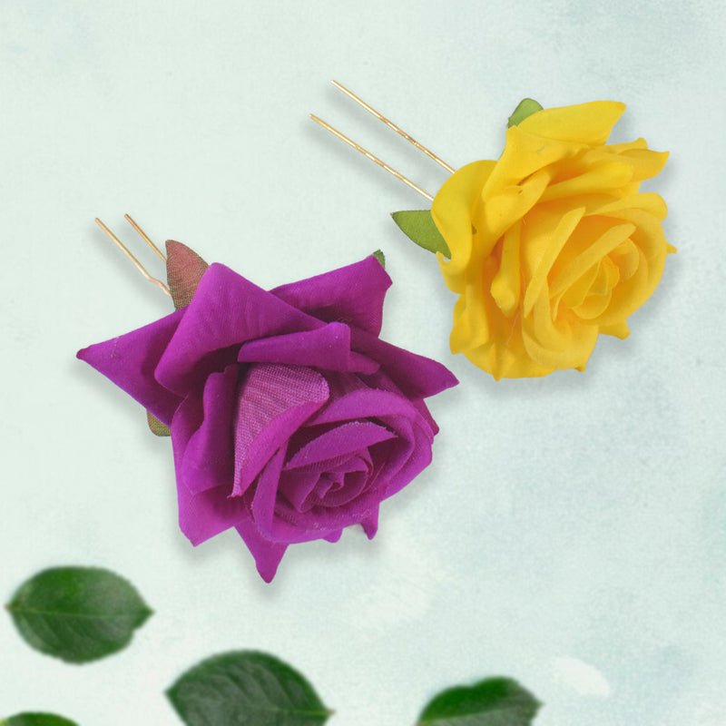 Colourful Flowing Flower Hair Pin (12 Pcs Set  Mix Color)