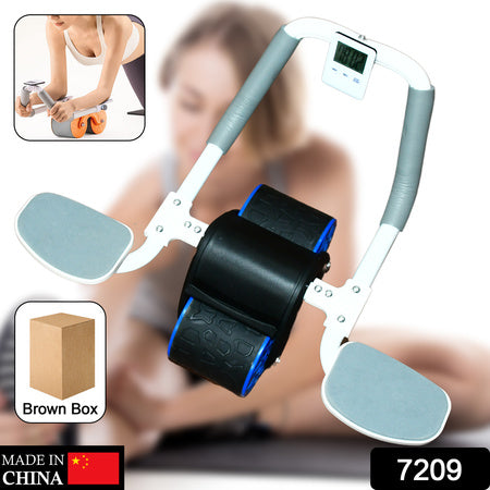 7209 Abdominal Roller Wheel Automatic Rebound Sponge Handle Double Wheel Abdominal Roller Non-slip Timer Function With Elbow Support For Exercises For Body Fitness Strength Training Home Gym