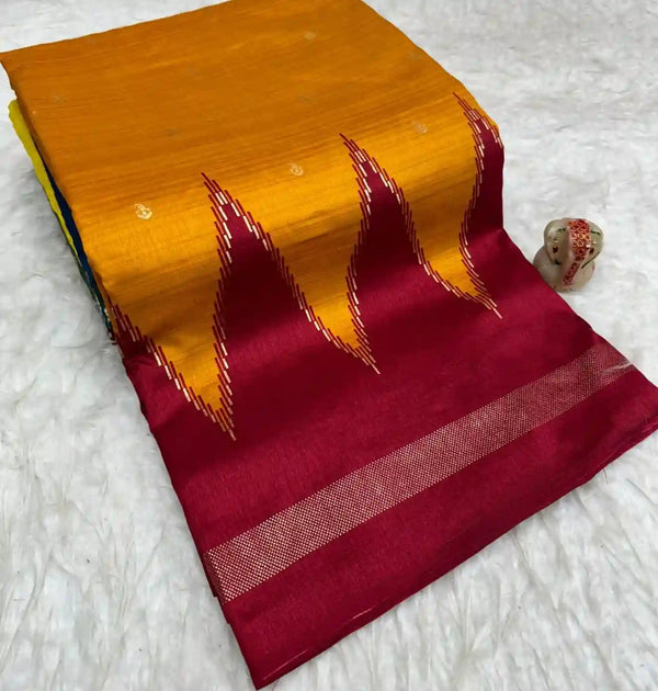 Pure Dupion silk saree  with patola prints & Ikkat printed blouse